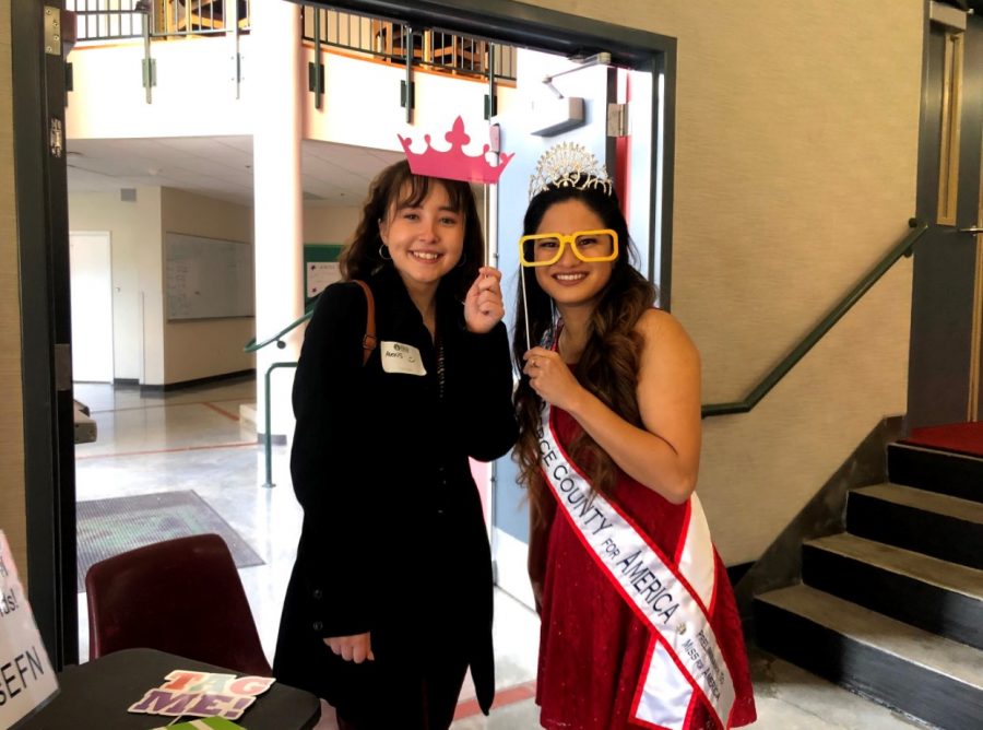 Alexis Galovin (left) and Miss Pierce County 2019 Beckie Takashima at Emergency Food Network.