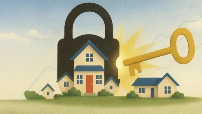 Survey Finds Most Delayed Homebuyers Want Mortgage Rates to Reach 5% Before Buying, Even as Freddie Mac Put the Average at 6.66% on Aug. 27 A for-sale home sign outside a suburban house as buyers wait for lower mortgage rates