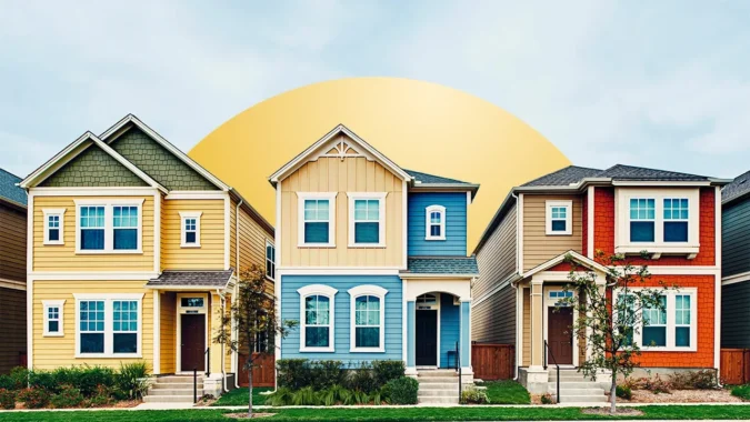 A suburban home represents borrowing options tied to home equity and mortgage rates