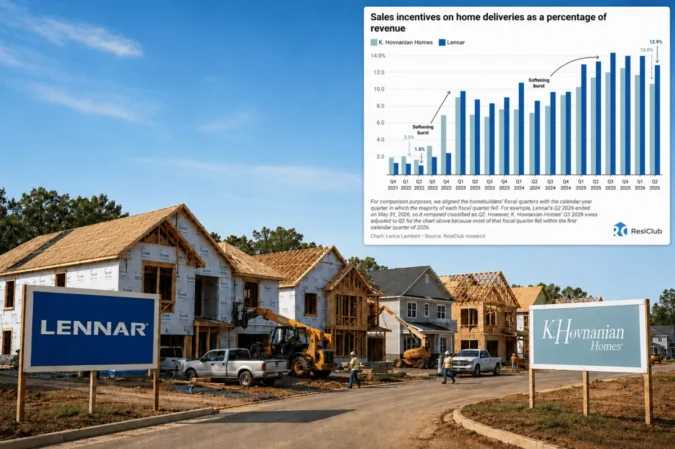 K. Hovnanian Is Spending $58,000 per Home in Incentives as Big Builders Keep Discounts Elevated and Sales Pressure Eases Slightly in a Softer Market A row of newly built suburban homes with for-sale signs and construction crews nearby