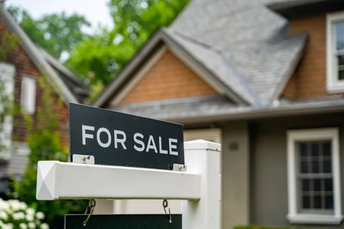 Zillow Data Shows Starter Homes Across the U.S. Are Sitting Longer as Price Cuts Rise and First-Time Buyers Gain More Room to Negotiate A for-sale sign outside a starter home in a residential neighborhood
