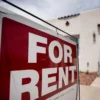 A for-rent sign outside a home in Albuquerque, New Mexico