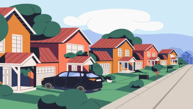 First-time homebuyers review mortgage documents and compare housing costs at a kitchen table