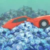 A car buyer discussing a trade-in and loan balance with a dealership salesperson